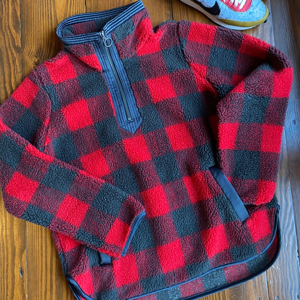 Abercrombie Plaid Sherpa 1/4 Zip Pullover